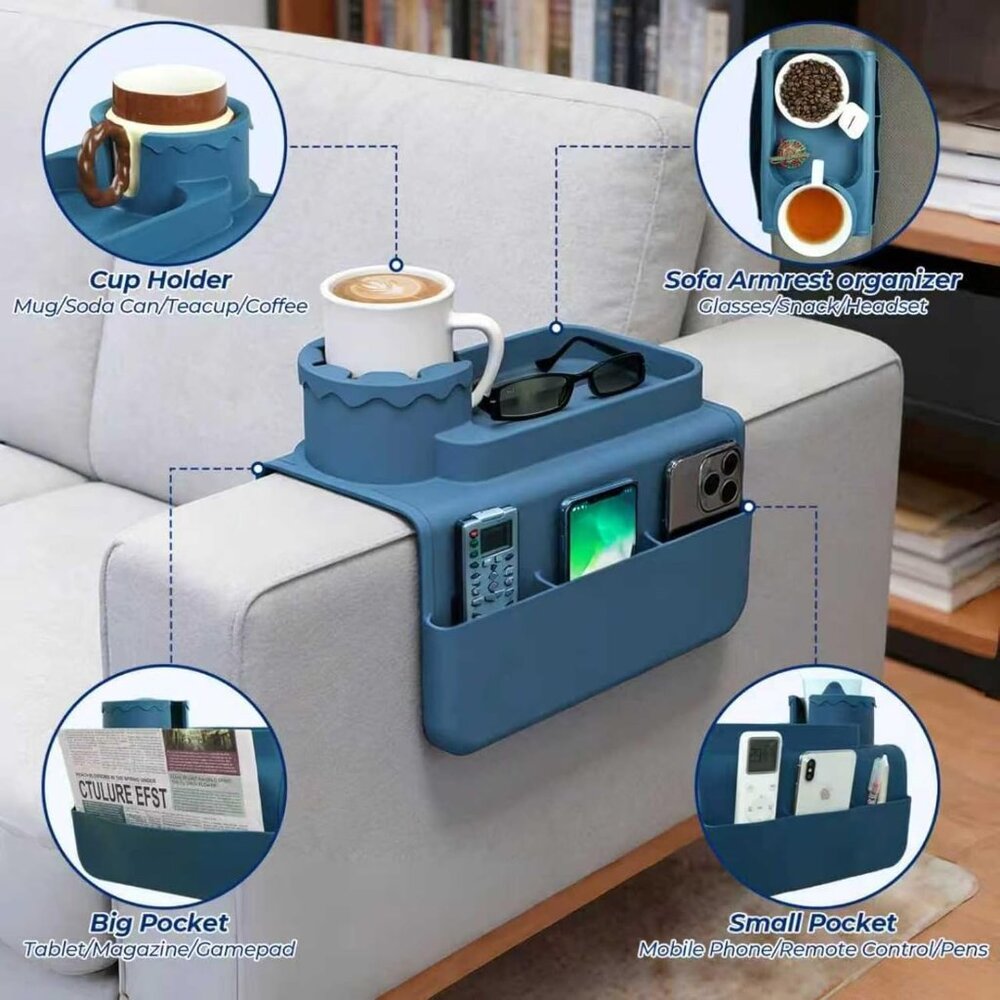 Sofa Drink Holder Portable Silicone Sofa Coaster Anti-slip Couch Armrest